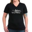 Divine Intertwining Ladies Dark V-Neck T-Shirt - Image 2
